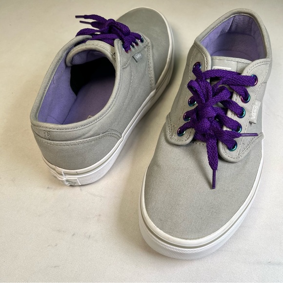 Vans AUTHENTIC Mens Womens Grey Purple Low Top Skateboard Shoes Sz 8 like new - Picture 2 of 12